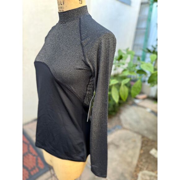 NWT Nike Pro Warm Dri-Fit Black Silver Slim Fit Long Sleeve Athletic Shirt SZ M - Picture 9 of 13